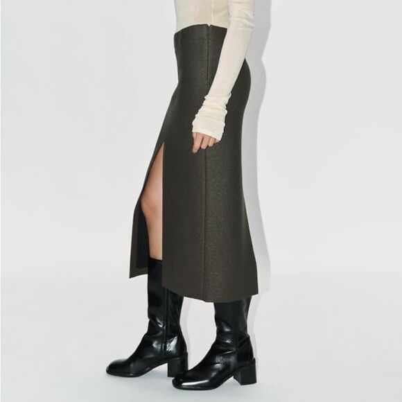 ZARA SLIT 100% WOOL SKIRT ZW COLLECTION - Picture 3 of 13